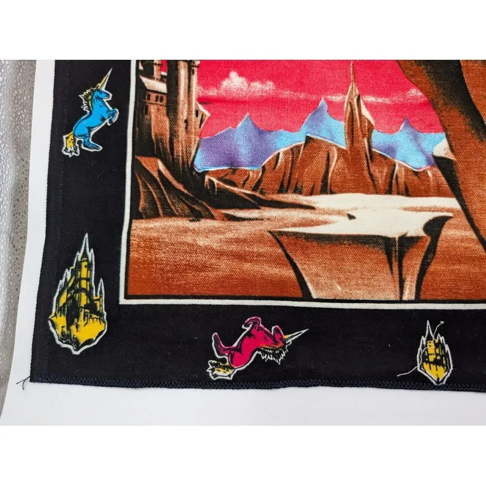 Vintage ATC NY Unicorn Fantasy Tapestry Psychedelic Space Castle‎ 80s Wall Art